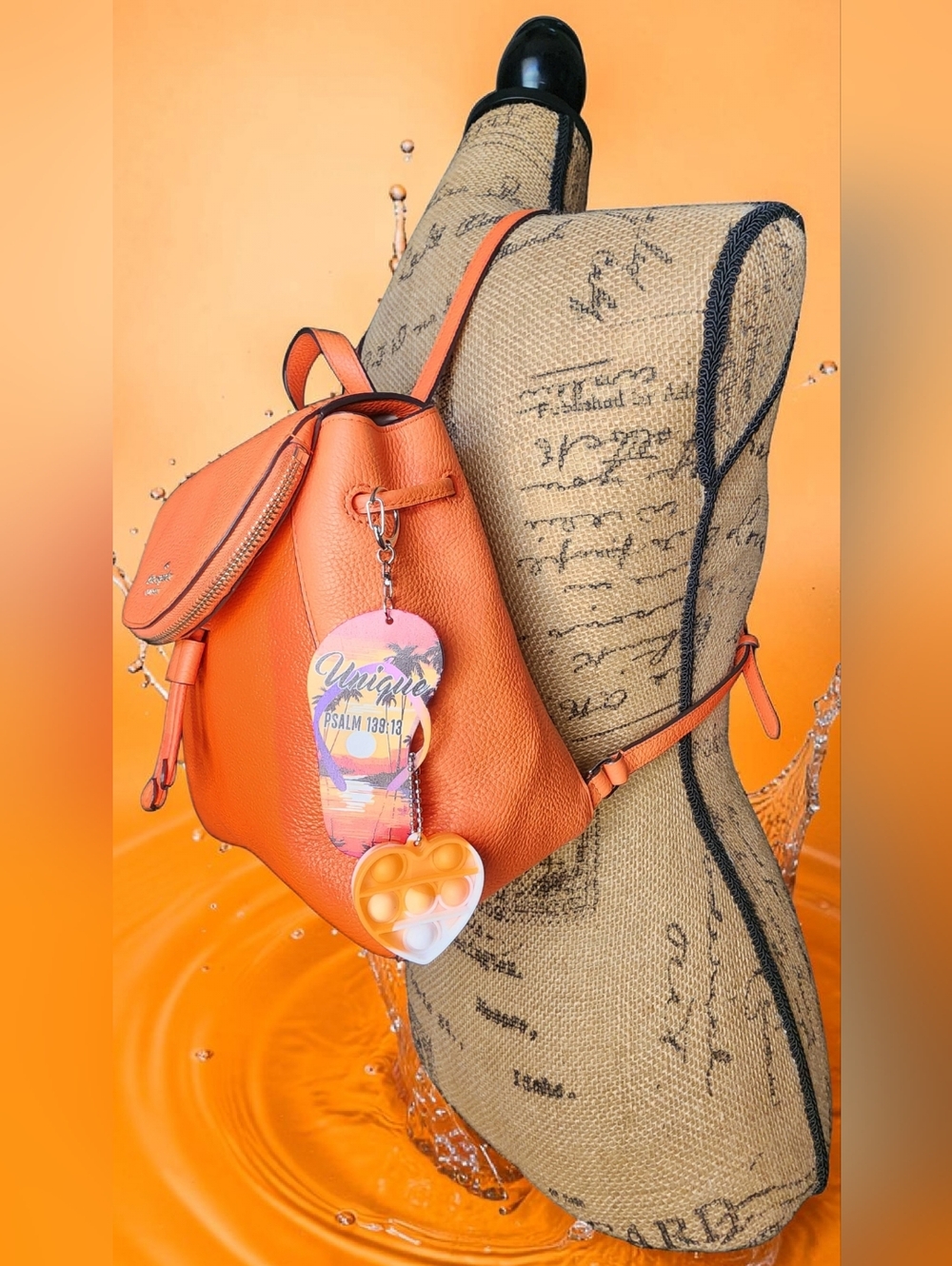 Kate Spade Leila Medium Flap Backpack In Orange & Couple Of Charms - Picture 15 of 16
